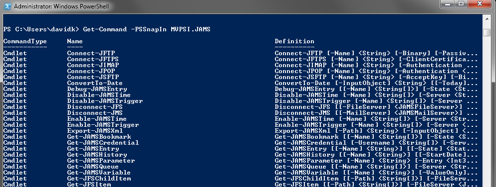 PowerShell automation JAMS cmdlets