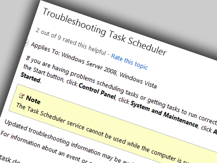 Screenshot of Windows Task Scheduler troubleshooting post