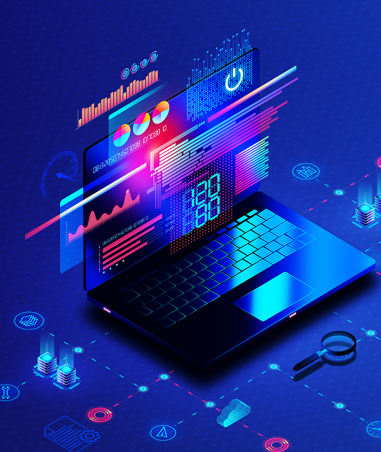 laptop showing icons about automation and workflows