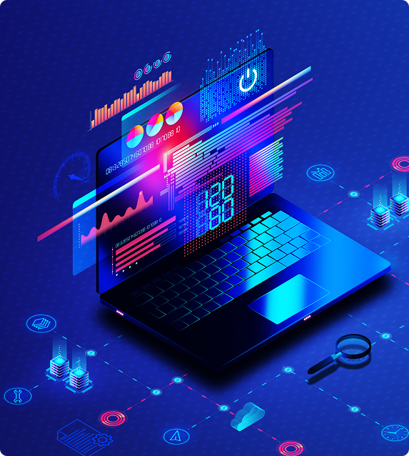 laptop showing icons about automation and workflows