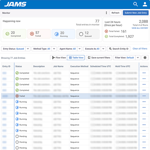 Rendering of job definition functionality in JAMS Scheduler